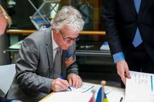 Van Gelderen of Saab Technologies during The Signing Of WaterwayTechHolland